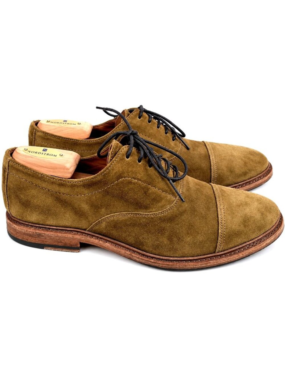 FRYE Paul Bal Men Tan Brown SUEDE CAPTOE Casual Dress Shoe Leather Oxfords 9.5 D
